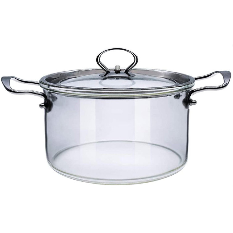 gelaosidun Glass Pot With Lid Heat ResistantStainless Steel Double